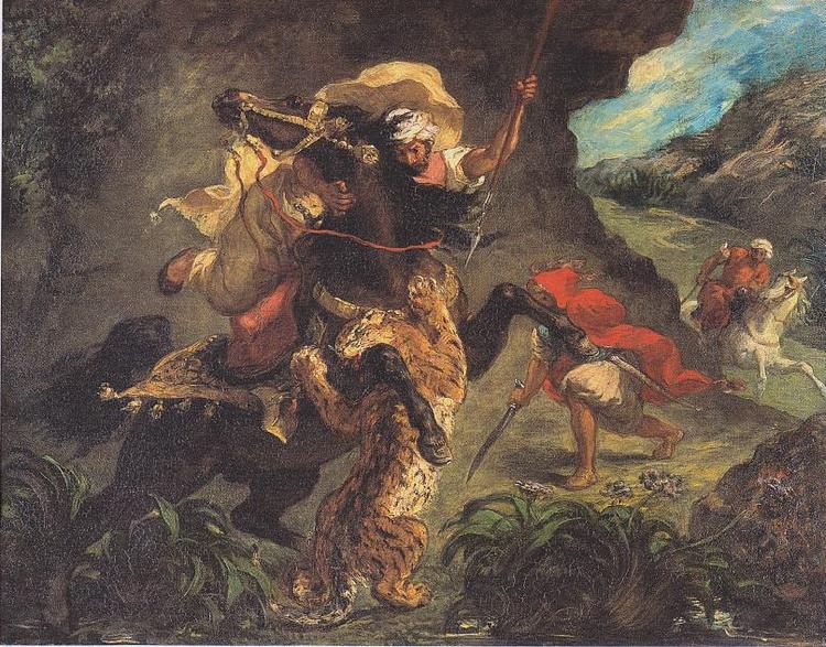 Eugene Delacroix Tiger Hunt France oil painting art